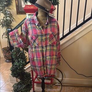 Oli & Hali Pink and Yellow Oversized Button Down Shirt